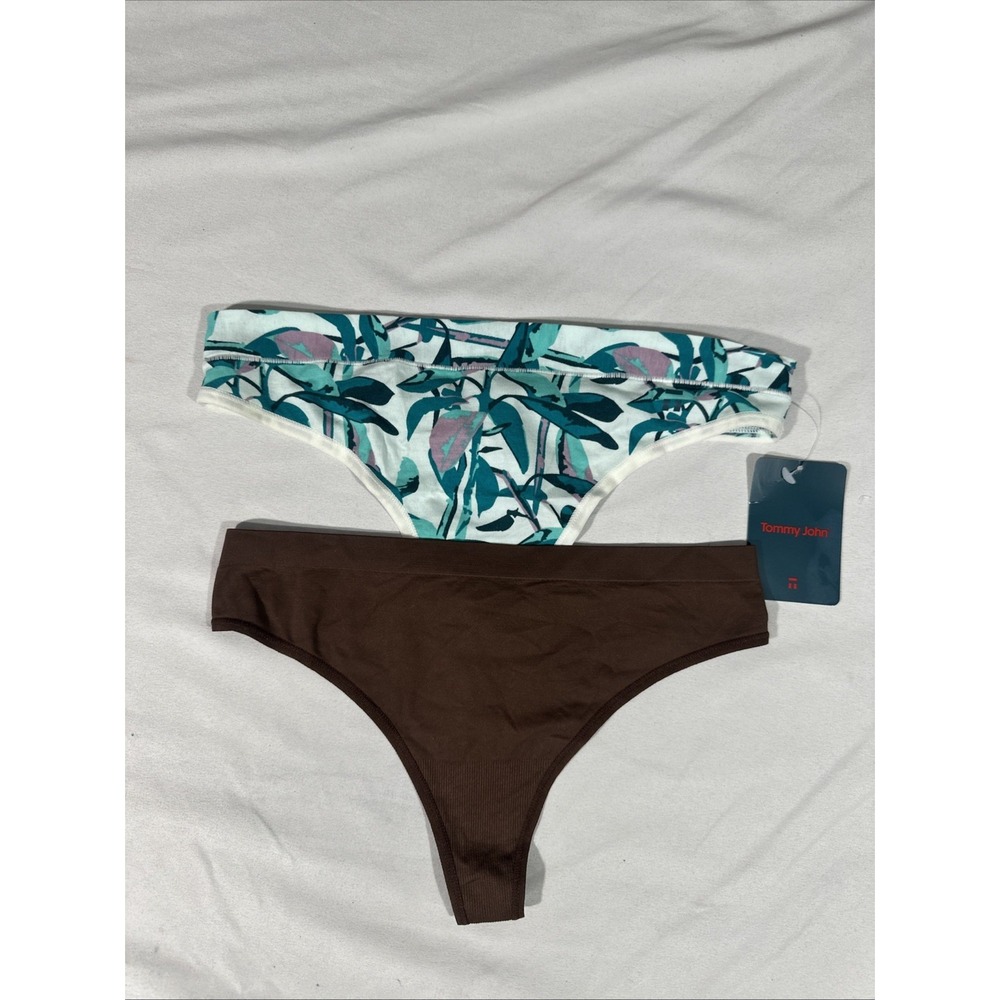 NEW [ 2PC‎ Small ] Tommy John Cool Cotton Thong + Skims Brown Thong U1794